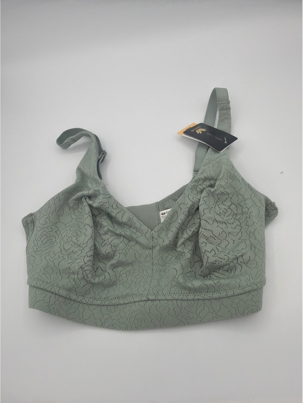 Wacoal Wire Free Bra 34DD Light Green Lace Detail